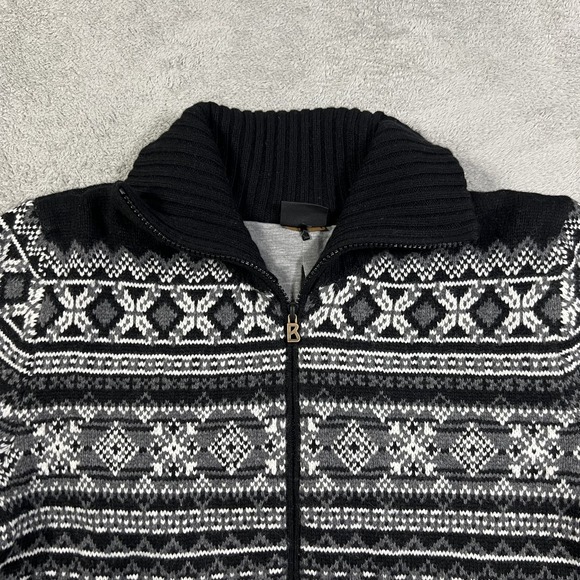 Bogner Sweater Womens Large Full Zip Fair Isle Wool Cashmere Viscose Polyamide - Picture 3 of 12